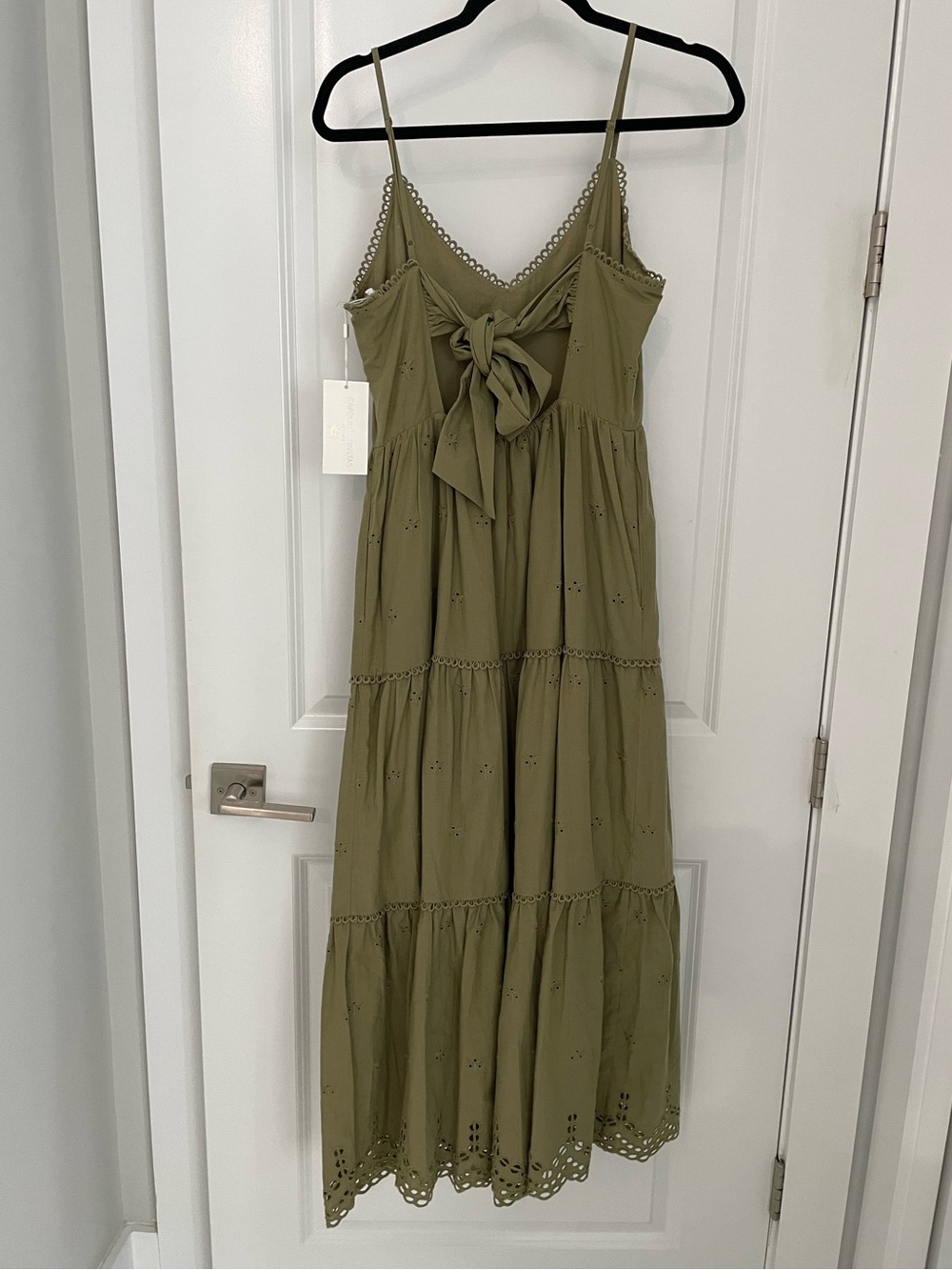NEW Caroline Constas Green Cotton Eyelet Lace Midi Dress Luxury Vacation.     17 - Picture 6 of 11